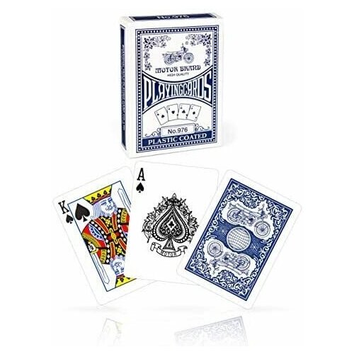 набор игральных карт 54шт пластиковое покрытие 86 60мм Карты игральные Playing Cards №976, 54 карты, цвет: синий