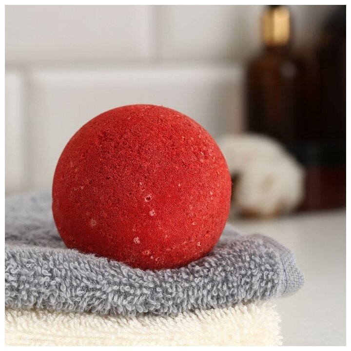 Бомбочка для ванны с шиммером "Добропаровъ" вишня, 110 гр, красный 7013333