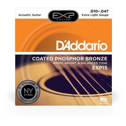 фото D'addario exp15 extra light струны для акустической гитары