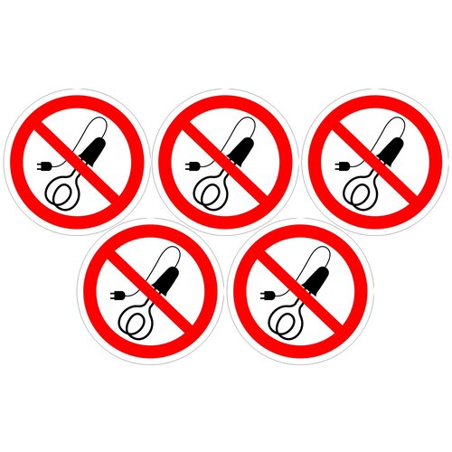 фото Наклейка, запрещающий знак. p15 запрещается пользоваться электронагревательными приборами гост 12.4.026-2015. размер 150x150 мм. мега принт. набор 5 шт.