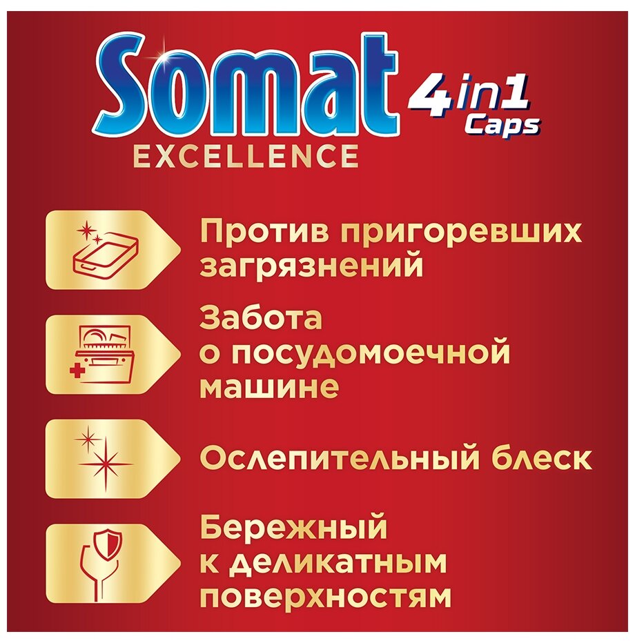 Капсулы для посудомоечных машин Somat Excellence 45шт - фото №17