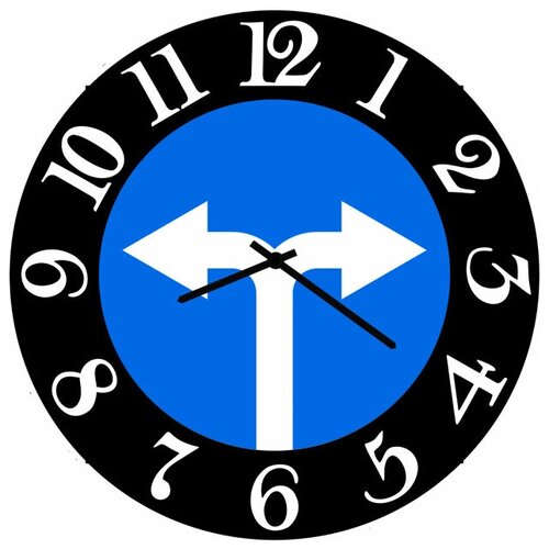 фото Svs настенные часы svs 3502547 дорожный знак поворот направо и налево