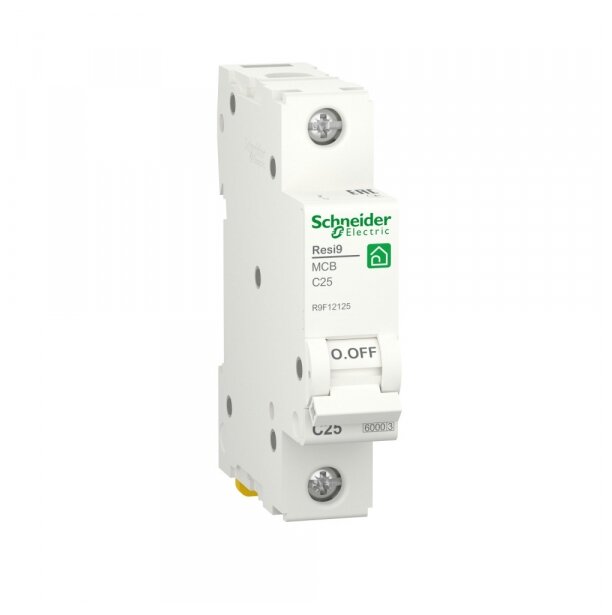 Автоматический выключатель Schneider Electric 1P 25А характеристика С 6000A (АВ) RESI9 R9F12125 - фотография № 1