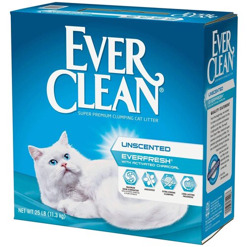 Комкующийся наполнитель Ever Clean EverFresh Unscented Activated charcoal, 11.3кг, 1 шт.