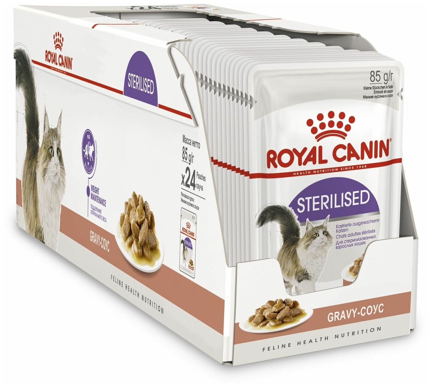 Влажный корм Royal Canin для взрослых стерилизованных кошек Sterilised (в соусе), 24 шт по 85гр