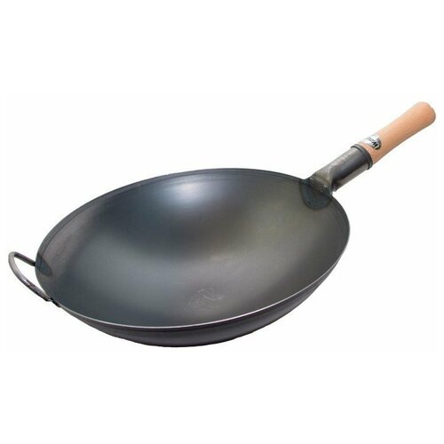 фото Вок (wok) сковорода wolmex с деревянной ручкой круглое дно (две ручки) 36 см