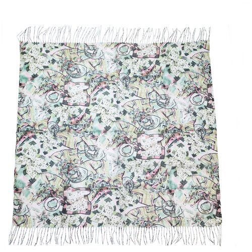 фото Платок famuyi,100х100 см, зеленый, желтый