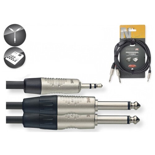 Кабель аудио 1xMini Jack - 2xJack Stagg NYC2/MPS2PR 2.0m шнур stagg ssp10sp15 10м