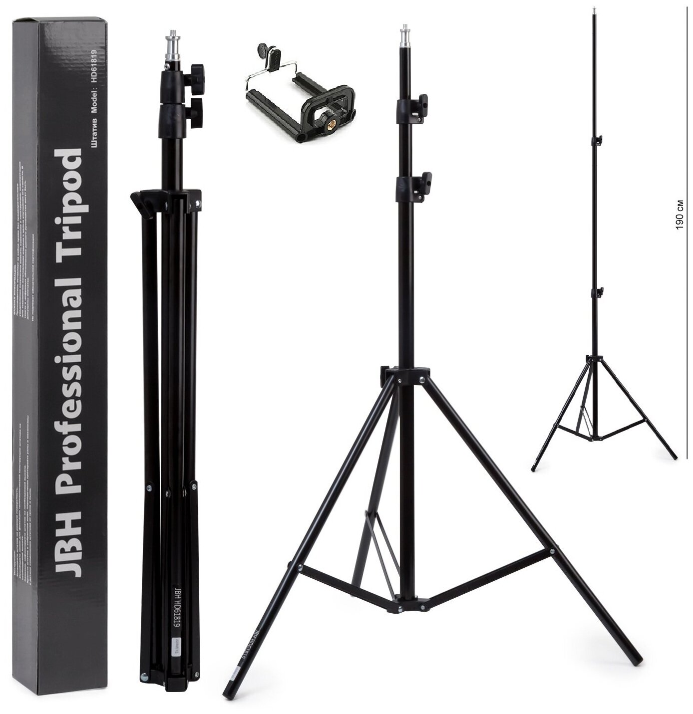 Штатив-трипод универсальный JBH Professional Tripod HD61819 1.9м серая упаковка черный