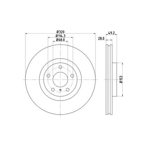 Диск тормозной 8DD355114 101 HELLA 8DD355114101