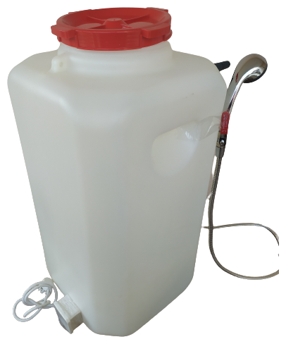 Бочка для душа Альтернатива 110 литров с подогревом, с гибким душевым шлангом, белая - фотография № 2