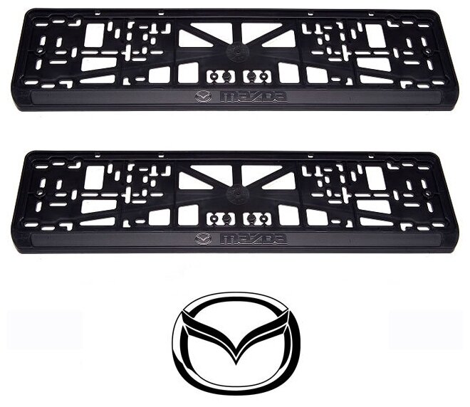 Рамки номерного знака Mazda пластиковые комплект: 2 рамки 4 хромированных самореза