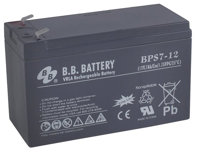 Аккумулятор В. В. Battery BPS 7-12 (12V; 7 Ah)