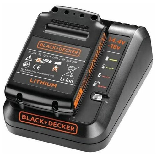 фото Аккумулятор (18 в, 1.5 а·ч, li-ion) + быстрое зарядное устройство black+decker bdc1a15-qw