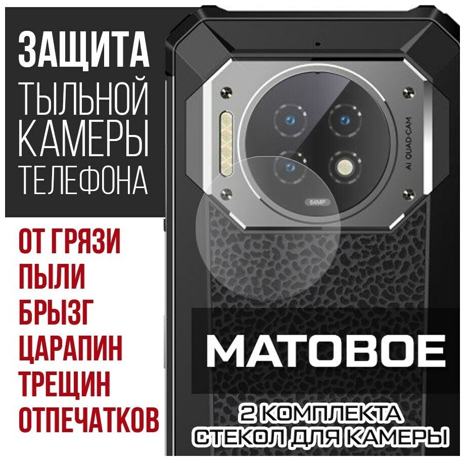 Стекло защитное гибридное матовое Krutoff для камеры Oukitel WP19 (2 шт.)