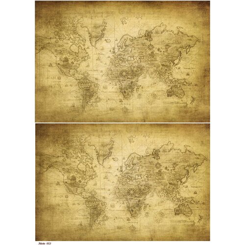 Декупажная карта А4 рисовая бумага тонкая винтажная карта мира
