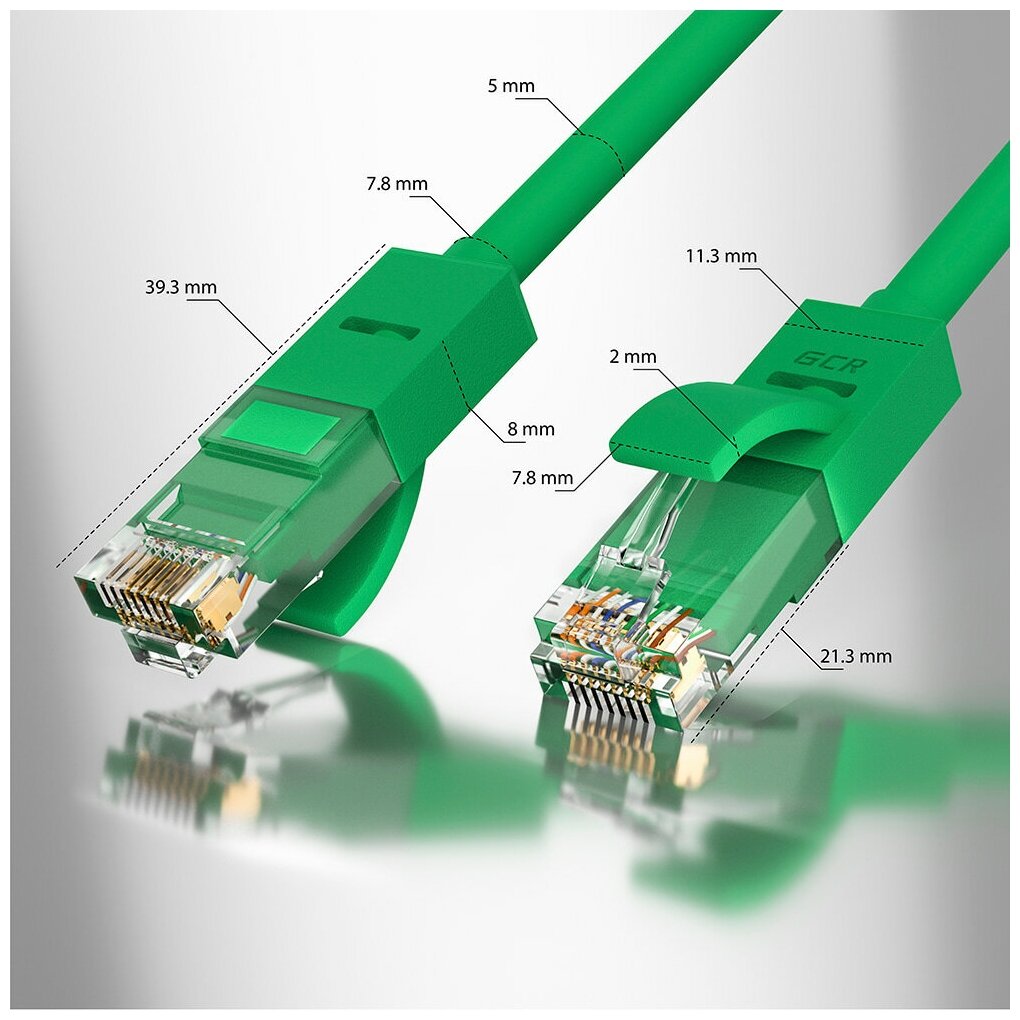 Кабель GCR RJ45-RJ45 0,5м M-M Green GCR-LNC05-0.5m Green Connection - фото №12