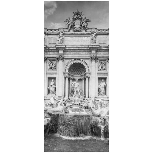 Самоклеящиеся фотообои Фонтан в Риме, размер: 90x210 см, эффект: черно-белый
