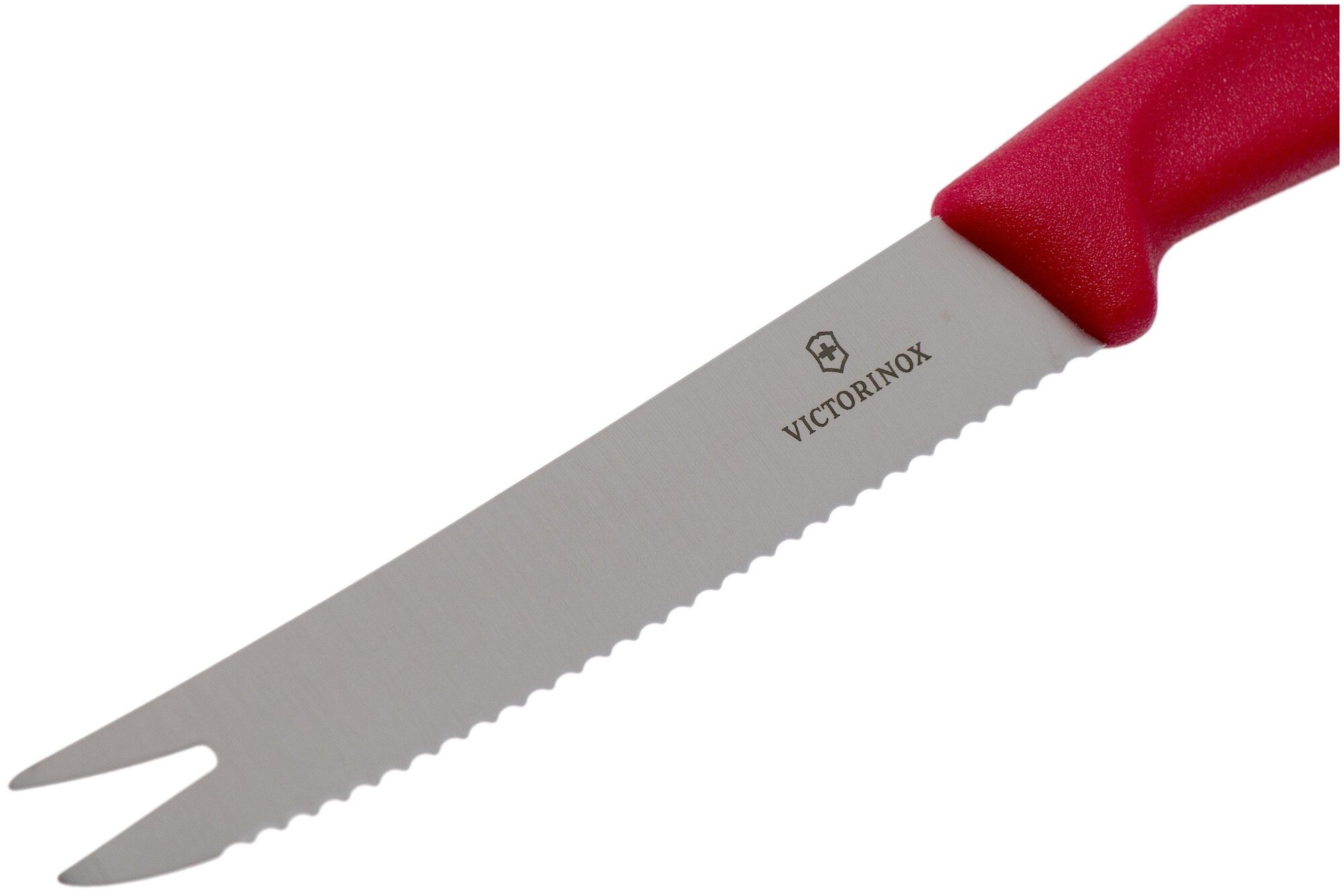 Нож кухонный Victorinox Swiss Classic (6.7861) стальной для сыра лезв.110мм серрейт. заточка красный - фото №4