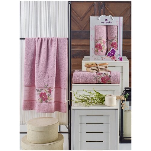 фото Oran merzuka полотенце jodie цвет: светло-розовый br19195 (50х90 см,70х140 см)