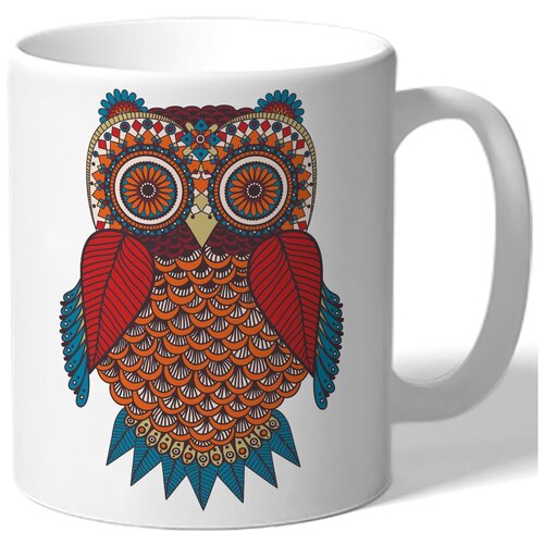 фото Кружка белая - сова красная, коричневая, синяя drabs