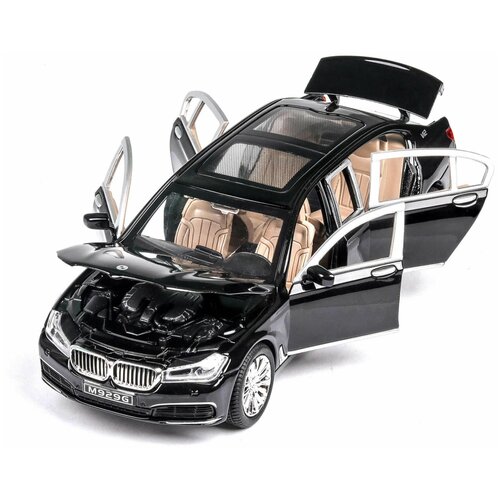 Металлическая модель BMW 760L 1:24. свет, звук M929G (Цвет: Черный)