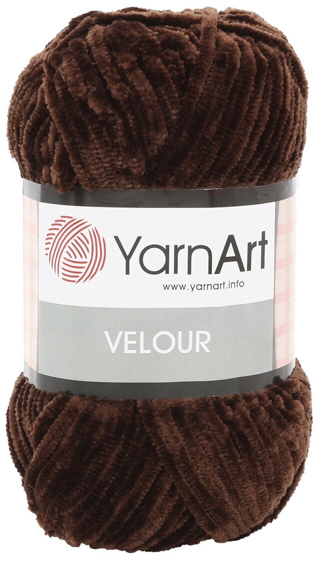 Пряжа YarnArt Velour коричневый (852), 100%микрополиэстер, 170м, 100г, 5шт