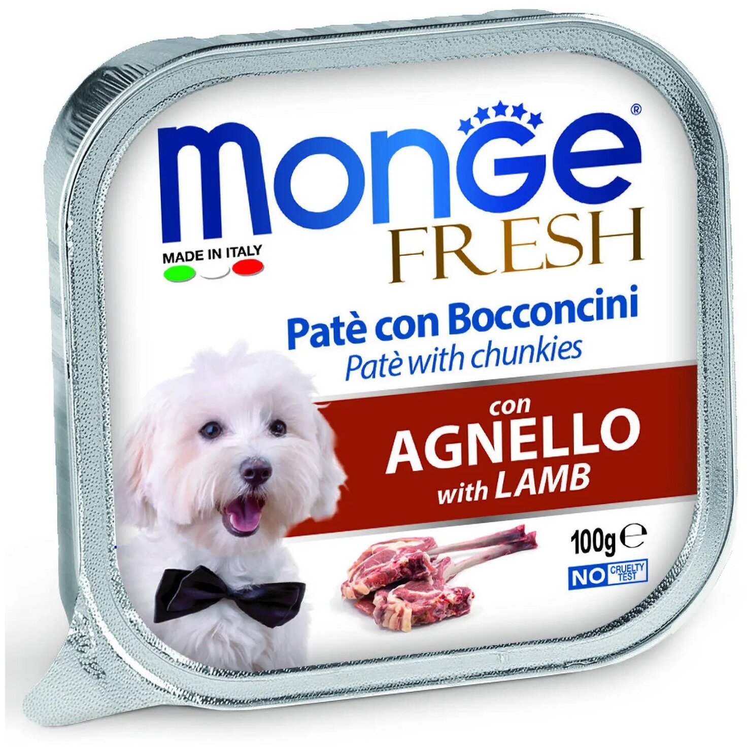 Влажный корм Monge Dog Fresh, ягненок для собак 1 уп. х 32шт. х 100 г