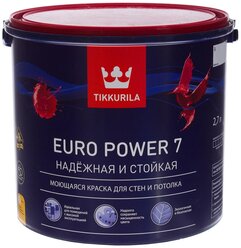 Краска Tikkurila Euro Power 7 (База А) для детской моющаяся матовая белый 2.7 л