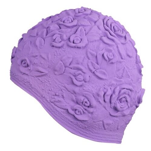 фото Шапочка для плавания indigo женская объемный рисунок розы in083 фиолетовый
