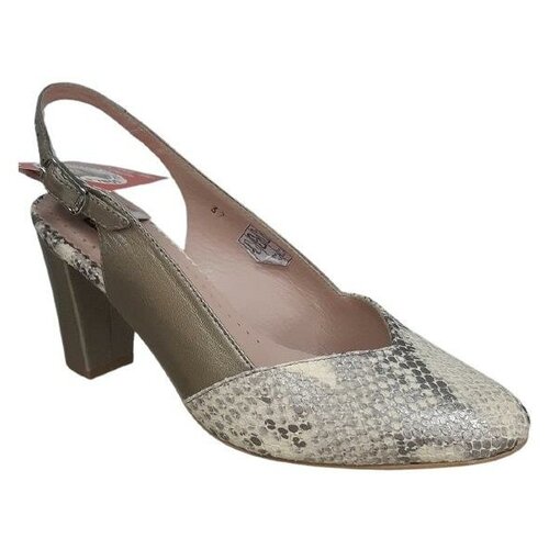 Туфли PieSanto женские (арт 8215) открытые бежево-серые из натуральной кожи, размер 36