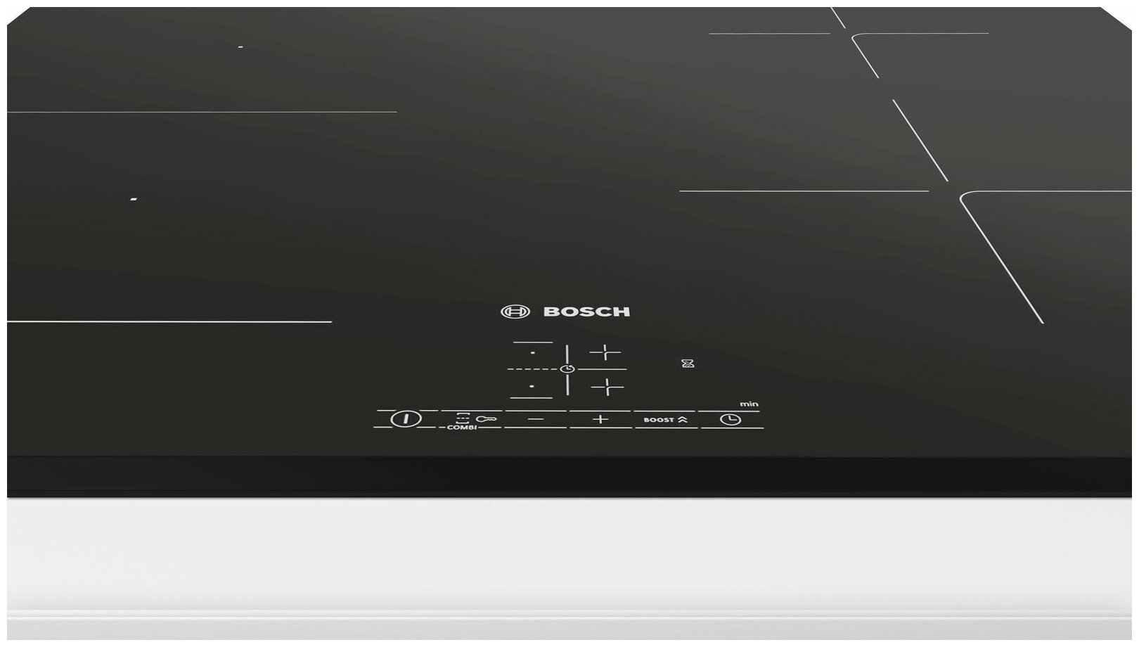 Serie 4, индукционная варочная поверхность, 60 см, стеклокерамика, черная, скошенный фронт, 4 конфорки, две конфорки слева можно объединить в CombiZone, управление TouchSelect, таймер, распознавание н - фотография № 6