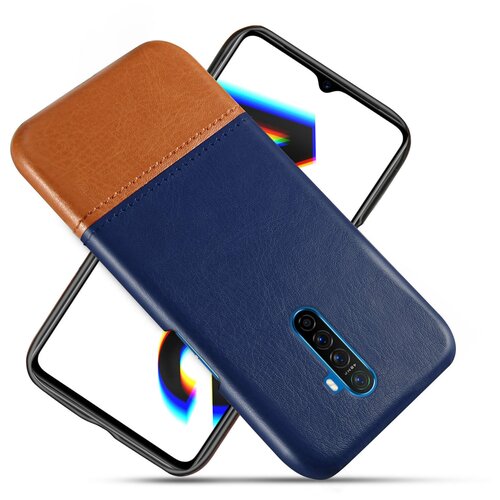 фото Чехол панель-накладка mypads для realme x2 pro обтянутый качественной импортной кожей двухцветный дизайнерский с элегантной прошивкой синий-оранжевый