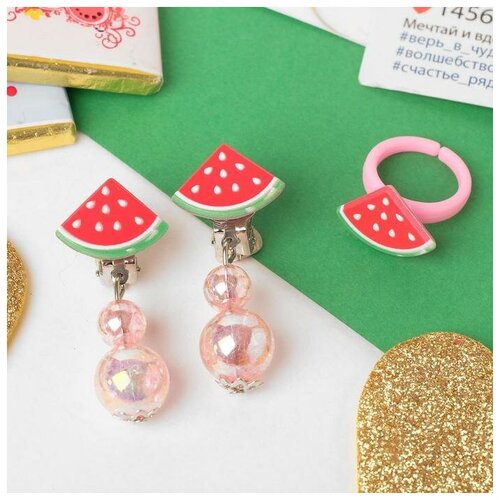 фото Sima land набор детский 2 предмета: клипсы, кольцо "фруктики". форма микс, цветной сима-ленд