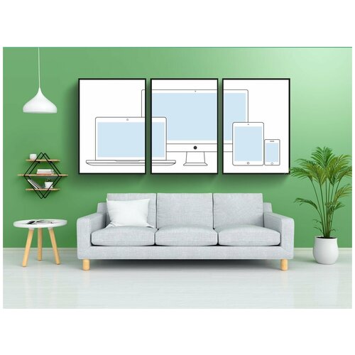 фото Набор модулных постеров для интерьера "поисковая оптимизация, отзывчивый, веб-сайты" 60x90 см. в тубусе, без рамки lotsprints