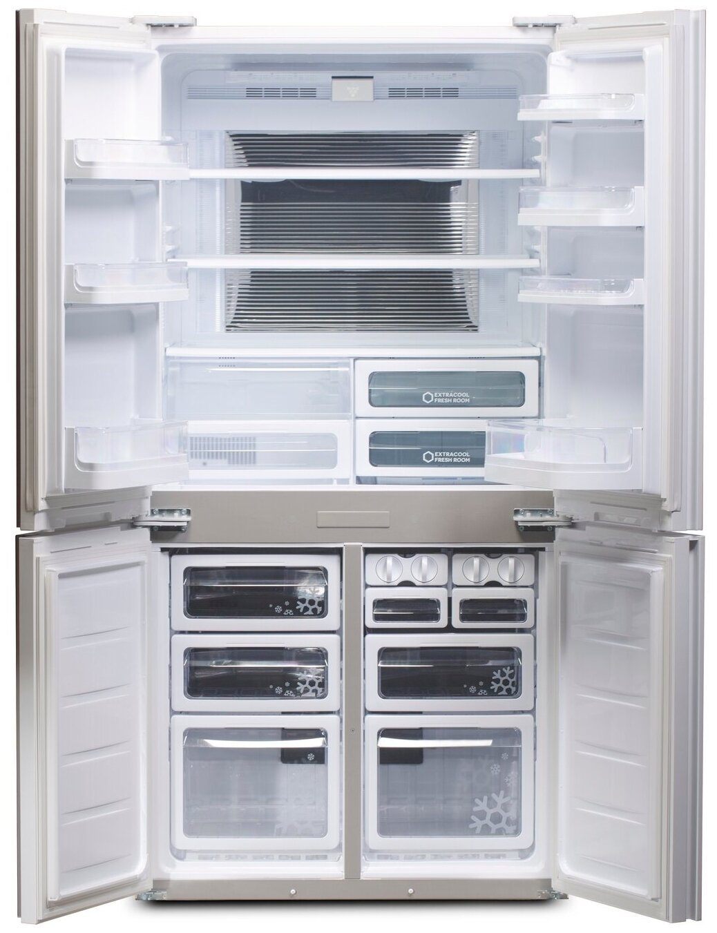 Холодильник SHARP , трехкамерный, белый - фото №3