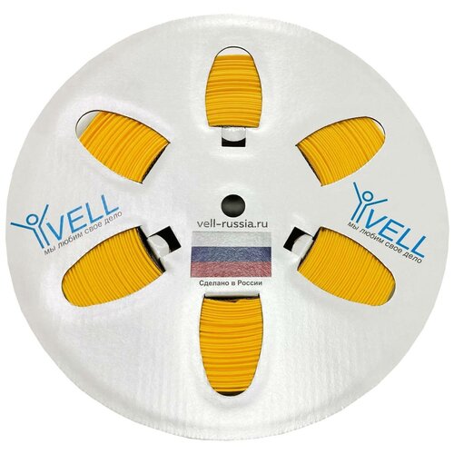 Профиль ПВХ овальный Vell AL-065 для маркировки проводов, Ø 6,5 мм, 100 метров, янтарно-желтый, аналог Partex PO-10 (самозатухающий) {590400}