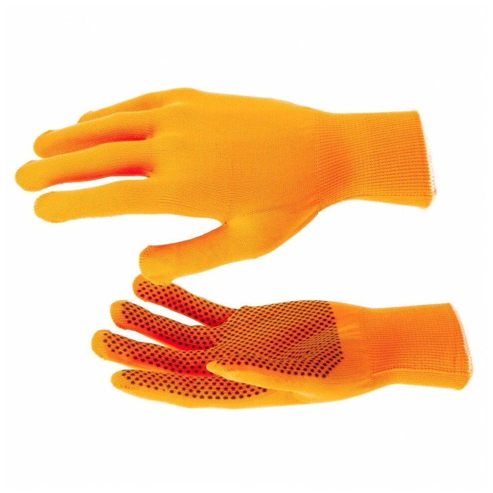 Перчатки Нейлон ПВХ точка 13 класс оранжевые XL Россия