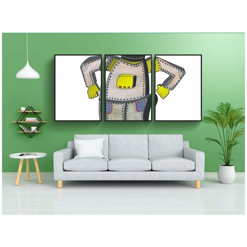 фото Набор модулных постеров для интерьера "робот, любовь, машина" 60x90 см. в тубусе, без рамки lotsprints