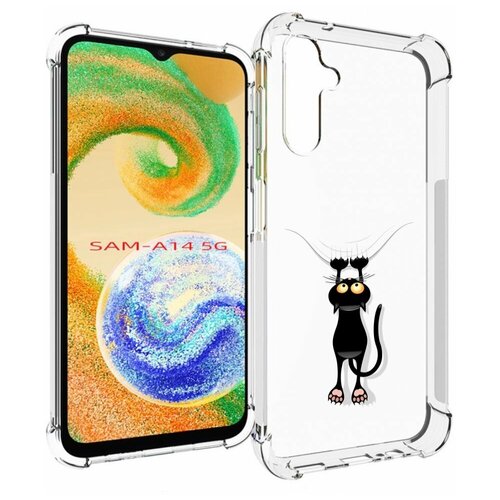 Чехол MyPads Висячий-кот для Samsung Galaxy A14 4G/ 5G задняя-панель-накладка-бампер