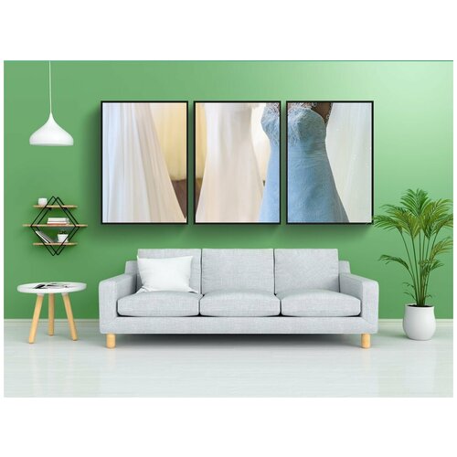 фото Набор модулных постеров для интерьера "салон свадебных платьев, невеста, свадьба" 60x90 см. в тубусе, без рамки lotsprints