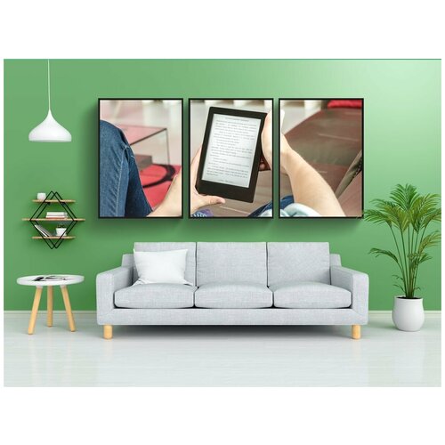 фото Модульный постер "салон, книга, чтение" 180x90 см. из 3х частей в тубусе, без рамки lotsprints