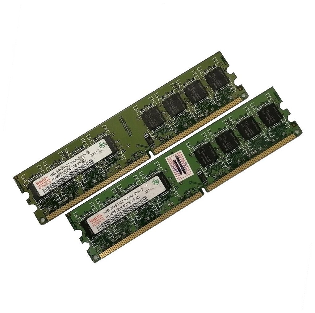 Б/у 2Gb PC2-5300(667)DDR2 Hynix HYMP512U64CP8-Y5 (Kit 2x1Gb)