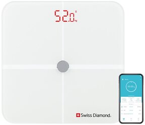 Напольные весы Swiss Diamond SD- SC 002 W / весы напольные электронные / умные весы / диагностические