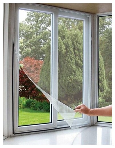 Москитная сетка на окна с крепежной лентой / антимоскитная сетка на окно 15х15 м комплект - 3 шт.
