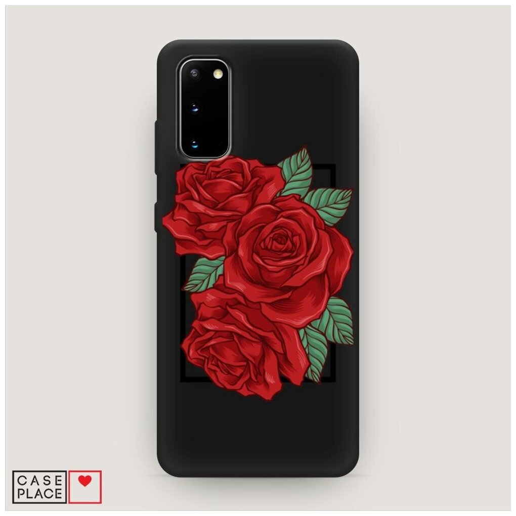 Матовый силиконовый чехол "Три алые розы" на Samsung Galaxy S20 / Самсунг Гэлакси S20