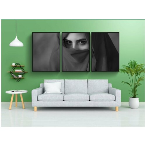 фото Набор модулных постеров для интерьера "арабский, азиатский, черное и белое" 60x90 см. в тубусе, без рамки lotsprints