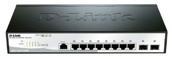 Коммутатор D-LINK DGS-1210-10/ME/A1A управляемый 8 портов 10/100/1000Base-T PoE 2x combo 10/100/1000BASE-T/SFP