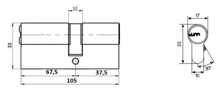 Цилиндровый механизм "Евродверь" ключ/ключ 105 мм 37,5x67,5, 2 + 6 кл, с перекодировкой - фотография № 2