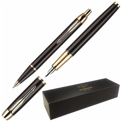 Набор письменных принадлежностей Parker IM Black GT, перьевая ручка, шариковая ручка